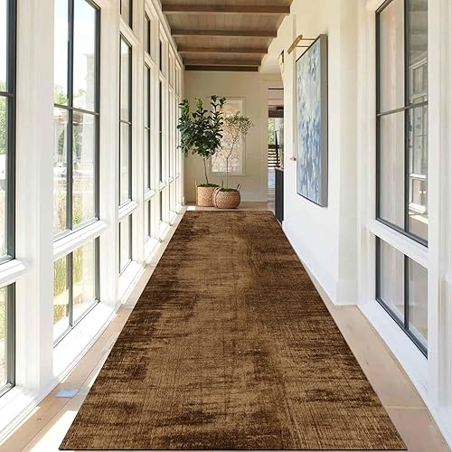 Tapis de couloir – Tapis antidérapant lavable pour cuisine et entrée | Long 1,5 m à 6 m de long pour couloir et couloir Marron - Nail Gallerys