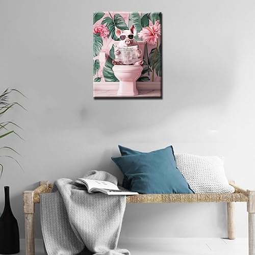 Tucocoo Kit de peinture par numéros amusante de cochon rose avec pinceaux et pigments acryliques sur toile pour adultes et débutants, image d'animal sur feuille de palmier pour décoration d'intérieur, - Nail Gallerys