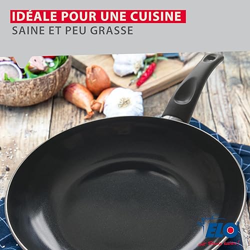 Elo 9807050 Set Poêle aluminium et couvercle de cuisson en verre, poêle tous feux sauf induction, poêle de cuisson, poêle sans PFAS, Aluminium, Acier inoxydable, Verre, Plastique, 32 x 5 - Nail Gallerys