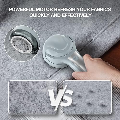 Rasoir Anti Bouloche Vetement, Rasoir Bouloche électrique avec 3 Lames & poignée rotative & 2 Vitesses, Rapide Rasoir Anti Peluche Vetement Appareil Anti Bouloche pour Vetement, Laine, Pulls, Tapis - Nail Gallerys
