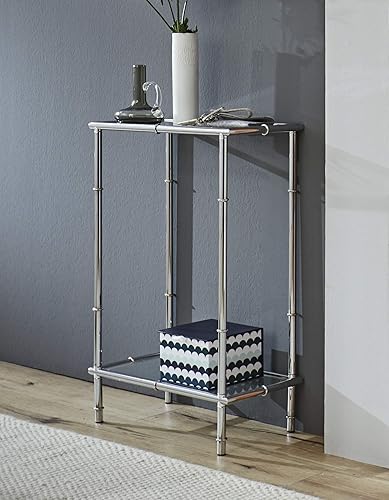 HAKU Möbel Console chromé, métal, Verre trempé - Dim.: L 50 cm x H 75 cm x P 25 cm, Style: Modern - Nail Gallerys
