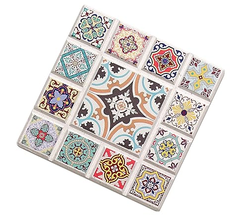 Zassenhaus Dessous de Verre Oriental en céramique avec Fond en liège antidérapant 20 x 20 x 1 cm - Nail Gallerys