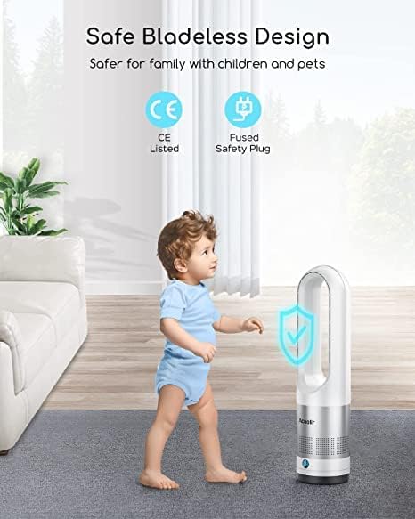 Ventilateur Colonne, Sécurité Sans Feuilles Ventilateur Tour, Oscillation à 80°, 8 Vitesses, Minuterie de 8 Heures, Affichage LED, Ventilateur Silencieux avec Télécommande pour la Maison et Le Bureau - Nail Gallerys