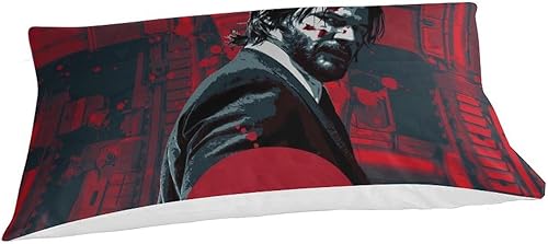 SUFFERBOW Keanu Reeves Housse De Couette 3D Imprimé John Wick pour Adultes Et Enfants Housses De Couettes E avec Fermeture À Glissière avec Taies Microfibr Parure De Lit 2 Pièces Single（135x200cm） - Nail Gallerys