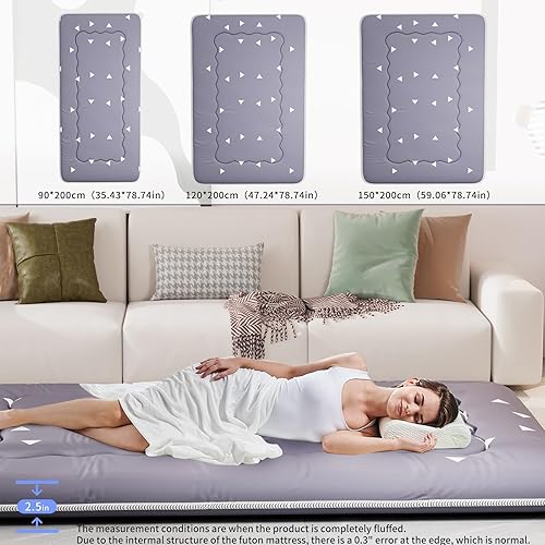 Kiseely Matelas futon japonais, tatami pliable, tapis de couchage portable pour dortoir, avec sac et sangle, matelas de sol épais, matelas de couchage enroulable pour camping - Nail Gallerys