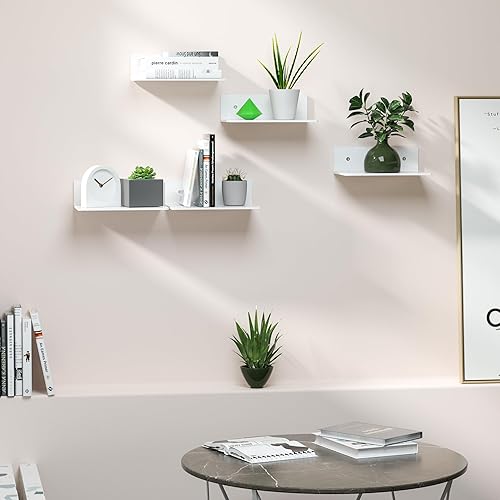 Hexsonhoma Lot de 4 petites étagères murales transparentes de 15 cm - En acrylique flottant pour petits espaces - Affichage LED pour figurines Funko Pop, décoration de la maison, plantes, haut-parleur - Nail Gallerys