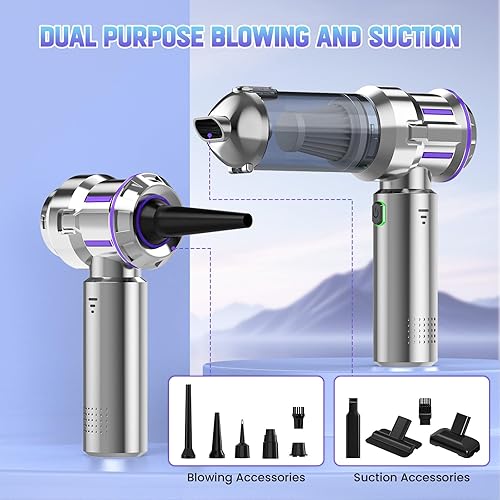 ZUWOHL Aspirateur Voiture sans Fil 3-en-1 Puissant (21KPA) - Mini Aspirateur avec Moteur Brushless, 3 Niveaux de Puissance, Portable pour Nettoyage Auto/Intérieur - Compact & Léger - Nail Gallerys