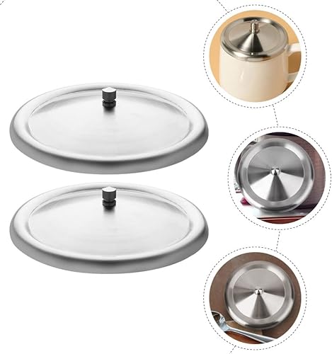 Cabilock Lot de 2 couvercles de tasse en acier inoxydable - Anti-poussière - Pour tasses, gobelets, verres à vin, chope à bière - 7,5 cm - Nail Gallerys