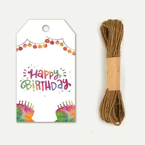 100 Pièces Étiquettes Cadeaux Anniversaire Avec Ficelle, Étiquettes Anniversaire Étiquettes Personnalisées À Suspendre Pour Cadeaux De Fête D'anniversaire Décor - Nail Gallerys
