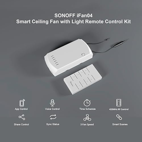 SONOFF iFan04-H Contrôleur de lumière pour ventilateur de plafond Wi-Fi intelligent - Nail Gallerys
