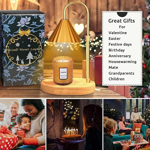 Joycome Lampe Chauffe Bougie ÉLectrique, Lampe Bougie avec Minuterie et Variateur, Chauffage Bougie Réglable en Hauteur, Candle Warmer Lamp pour Bougies Parfumées Chambre Décoration, Idee Cadeau Noël - Nail Gallerys