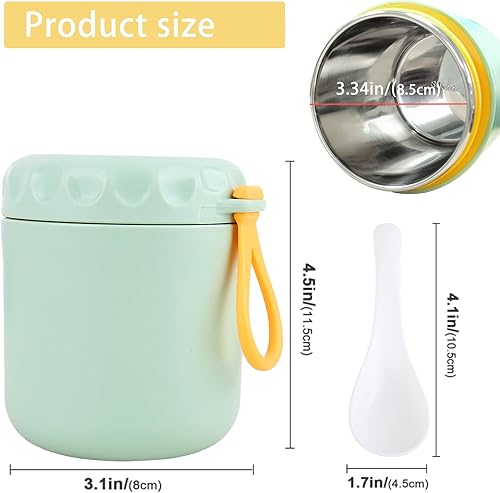 Thermos Alimentaire Chaud, Inoxydable Boîtes Alimentaires Isothermes, 400 ml Thermo Isolant Contenant Avec Couvert, Avec Cuillère pour Ecole Bureau Camping (Vert) - Nail Gallerys