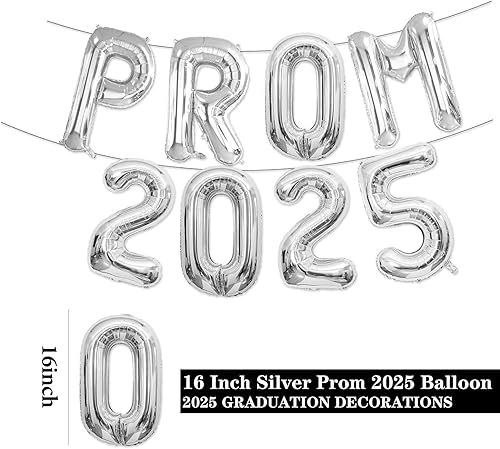 BHSTTNIXP PROM Lot de ballons pour décoration de remise de diplôme 2025 pour extérieur et intérieur Argenté - Nail Gallerys