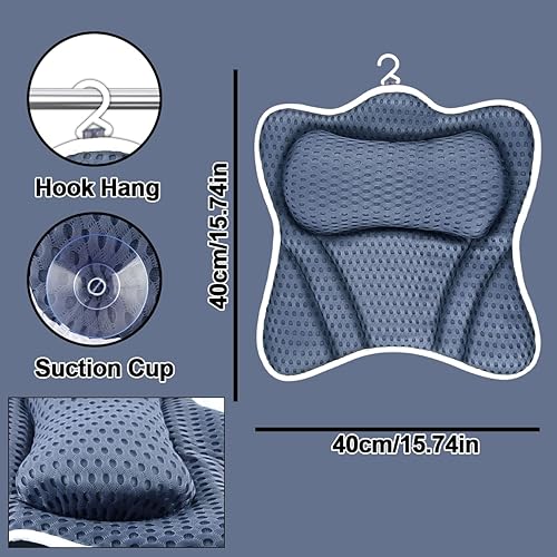 Coussin de Bain, Oreiller de Bain pour Baignoire, avec 6 Ventouses Antidérapant Et Puissantes pour Oreiller Spa,Ergonomique Home Appui-Tête Oreiller pour Baignoire de Oreiller Spa,Jacuzzi - Nail Gallerys