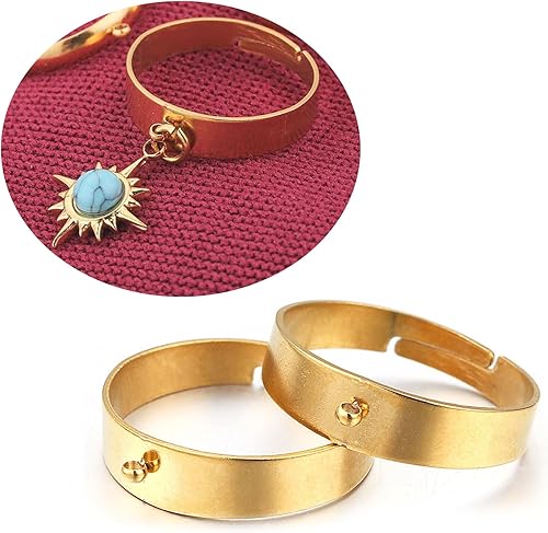 jiingekk Lot de 10 bagues en acier inoxydable avec base ouverte et réglable pour fabrication de bijoux - Cadeau fait main - Nail Gallerys