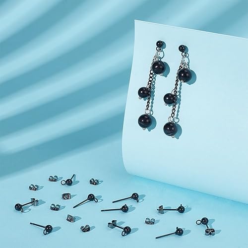 UNICRAFTALE 30 pièce Boucles D'Oreilles Boule Plaquées Or 24 carats 4mm Clou Boucles D'Oreilles avec Poussoirs D'Oreille Fermoir Boucle D'Oreille pour la Fabrication de Bijoux DIY - Nail Gallerys
