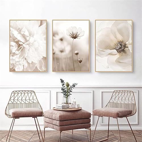 HTWLMM Fleurs d’Herbe de Pampa Beige Affiche Impression sur Toile Peintures Murale Art Chambre Salon Décor À La Maison sans Cadre (3X50X70CM) - Nail Gallerys