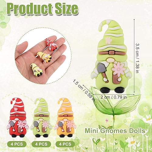 Lyreh Lot de 12 Mini Statues de Nains Jardin, PVC Couleurs Assorties Décoration Extérieure Jolies Fées Fleuries pour la Maison Cour Le Jardin Fêtes Les Anniversaires (Vert, Jaune, Rouge) - Nail Gallerys