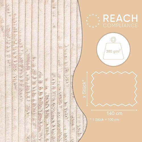 DreamRoots Tissu Velours Côtelé de 380 g/m² 140 cm de large - Rouleau Tissu Velours Ameublement Vanilla Ice - Nail Gallerys