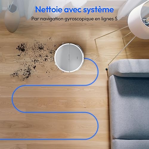 MEDION Robot aspirateur avec Navigation systématique E35 (Puissance d'aspiration 2000Pa, Navigation gyroscopique en Lignes S systématiques, 2 brosses latérales et capteur Mural) - Nail Gallerys