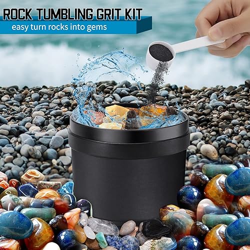 WKTURN Rock Tumbler Grit Kit 4 étapes en carbure de silicium pour pierres, verre, pierres précieuses – grossier, moyen, pré-poli, polissage final, compatible avec n'importe quelle marque de polisseuse - Nail Gallerys