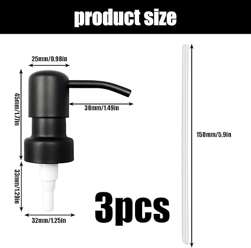 Nizirioo Lot de 3 têtes de pompe de distributeur de savon : pompe de rechange en acier inoxydable avec filetage de 28 mm, pompe de distributeur de savon avec tuyau de 15 cm de long, pompe à savon de - Nail Gallerys