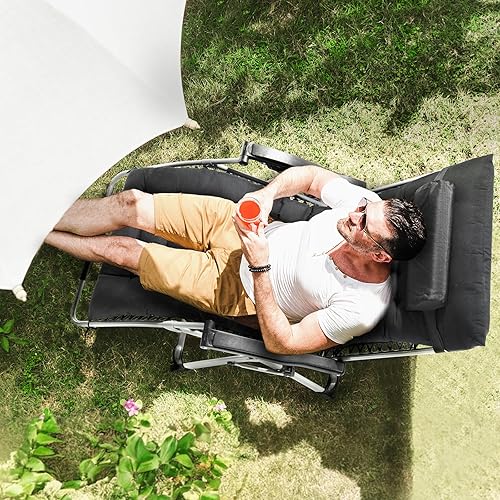 VEVOR Fauteuil Inclinable Zéro Gravité, 645 mm, Transat Relax Jardin pour Intérieur Extérieur, Chaise Longue Anti-gravité Réglable avec Coussin, Appui-tête, Repose-pieds, Porte-gobelet, 226,8 kg, Gris - Nail Gallerys