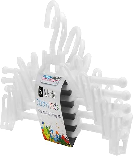 Hangerworld Lot de 5 cintres en Plastique à Pinces pour Pantalons/Jupes Enfant Blanc - Nail Gallerys