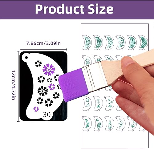 Lot de 50 pochoirs de maquillage et de tatouage pour enfants et adultes, réutilisables, pour Halloween, fête, carnaval et art corporel créatif - Nail Gallerys
