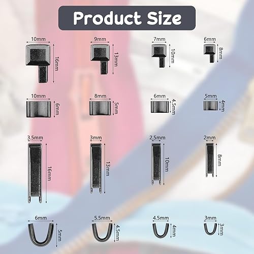 DTYGUIXE 24 Ensembles Fermeture Eclair Réparation Fermeture à Glissière Kits de Réparation de Fermeture Eclair en Alliage de Zinc Curseur Fermeture Eclair pour Vêtements 4 Tailles : #3 8 - Nail Gallerys
