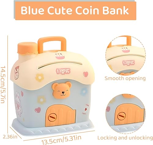 CHENKEE Tirelire Japonaise,Tirelire Enfant,Tirelire, Mignonne Tirelire pour Enfants, pour Filles Peut économiser Souhaitable Tirelire, avec clé Maison d'ours Cadeau Tirelire pour Enfants - Nail Gallerys