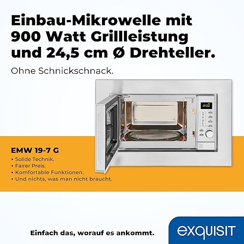 Exquisit EMW 19-7 G Micro-ondes encastrable 900 W Grill 5 niveaux de puissance Argenté - Nail Gallerys