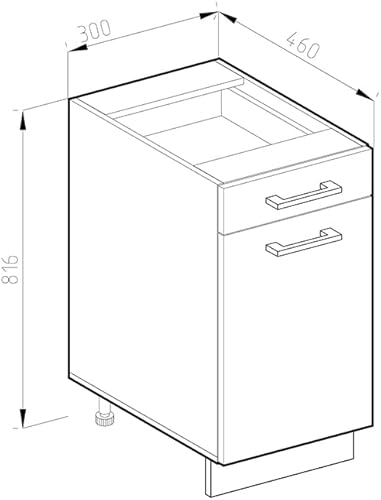 Vicco Meuble de Cuisine R-Line, Chêne de Force doré/Anthracite, 30 cm J-Shape, sans Plan de Travail - Nail Gallerys