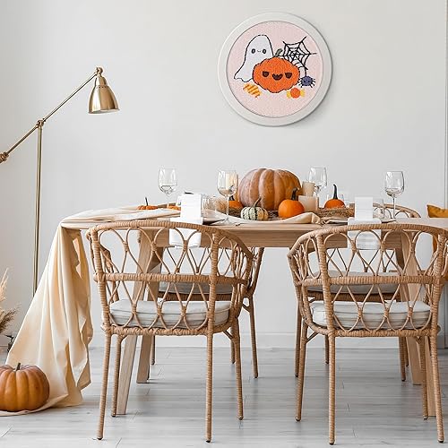 JSRQT Punch Needle Broderie Kit Broderie D'Aiguille de Poinçon Kit Halloween Ghost Citrouille Kit de Démarrage Punch Needle avec Instructions Kit de Démarrage de Broderie pour Adultes Débutants - Nail Gallerys
