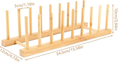 LDXDRU Lot de 5 supports d'assiettes en bambou - Égouttoir à vaisselle en bois - Support de couvercle de cuisine - Étagère pour casseroles, tasses, livres CD - 8 fentes - Nail Gallerys