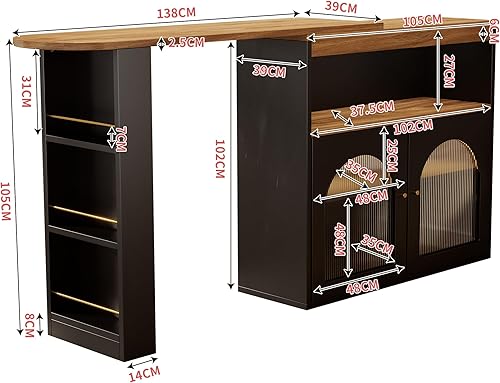 KUAKE Table de bar moderne extensible avec espace de rangement - Table de bistrot pivotante - Pour salle à manger - Avec LED de 1 m de long - Blanc - Nail Gallerys