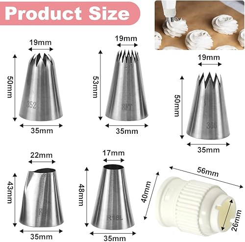 LPAMABA 5 PCS Douille Patisserie INOX 5 Tailles Différentes Douille à Pâtisserie Professionnelle Douille à Pâtisserie INOX pour Gâteaux Pâtisseries Biscuit - Nail Gallerys