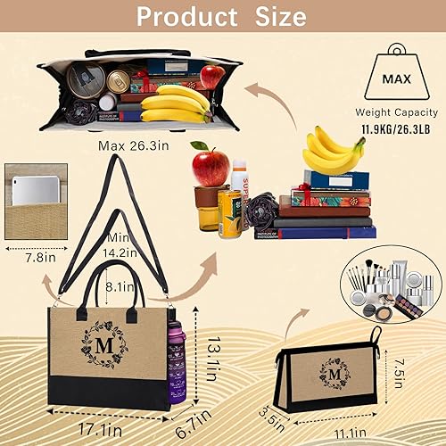Adoryoung Sacs fourre-tout personnalisés en toile de jute avec initiale monogrammée pour femme, cadeaux pour femmes - Nail Gallerys