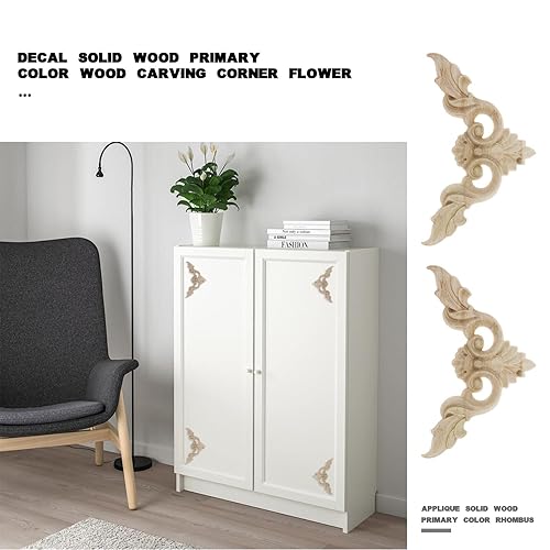 eMagTech Lot de 6 appliques en bois sculpté non peintes, décoration d'angle pour meubles, porte, fenêtre, miroir - Nail Gallerys