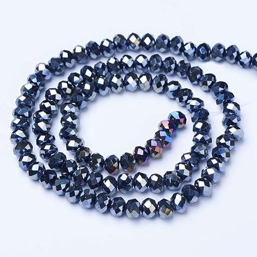 Cheriswelry Lot de 10 fils de perles rondes à facettes en verre plaqué couleur AB 8 mm pour la fabrication de bijoux, bracelets, colliers, cyan foncé - Nail Gallerys