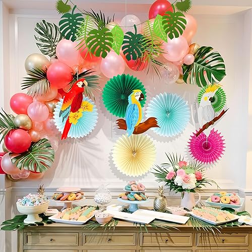 Oiseaux tropicaux en nid d'abeille en Papier découpé bannière Perroquet en nid d'abeille Hawaiian Beach Luau Party Hanging Decorations tiki Bar Supplies - Nail Gallerys