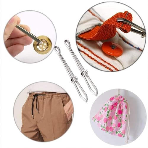 KOBONA 2 pièces Clips de vêtement couture outils de bricolage bande élastique ruban poinçon point de croix enfileur métal usure corde élastique pince pour la couture - Nail Gallerys