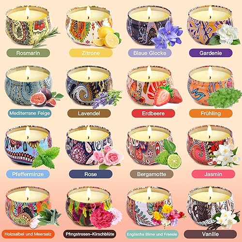 Lot de 2 bougies parfumées de Noël, pour femme, petite bougie parfumée, aromathérapie, cire de soja, avec citron et jasmin, kit cadeau pour calendrier de l'Avent, anniversaire, Saint-Valentin, fête - Nail Gallerys