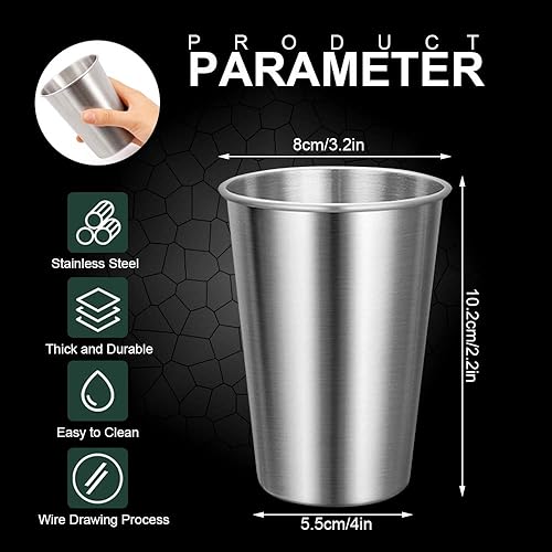 LELE LIFE 4pcs Tasses en Acier Inoxydable 304 de Qualité Supérieure, Tasses à Boire Empilables, Tasses Mugs en Métal Incassables Gobelets en Acier Inoxydable pour Enfants et Adultes, 350 ml, Argent - Nail Gallerys