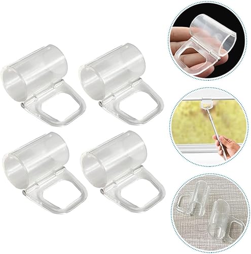 4Pcs Clips De Fixation pour Rideaux en Plastique Transparent Support Tringle Rideaux sans Perçage Accessoires Pratiques pour Stores Enrouleurs - Nail Gallerys