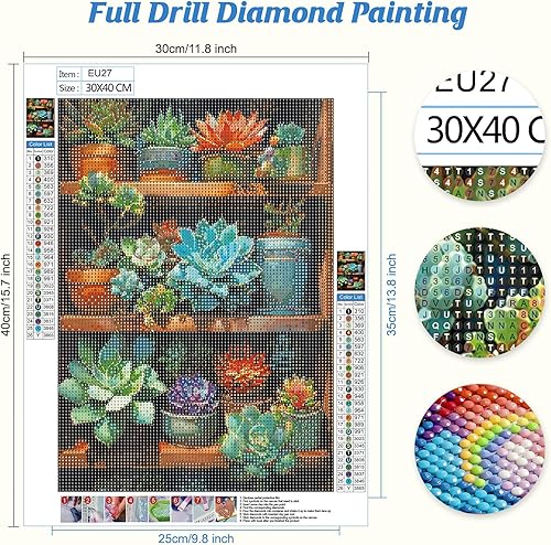 Jawecci Fleurs Diamond Painting pour Adulte Débutant, Complet Peinture Diamant Broderie Canevas 5D Diamant Point De Croix, Diamond Art étagères Diamond Peinture Home Decor 30x40cm - Nail Gallerys