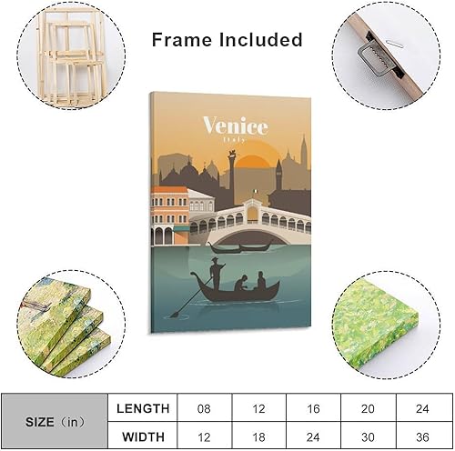 GJrjdb Affiches de voyage vintage Venise Italie 30 x 45 cm - Nail Gallerys
