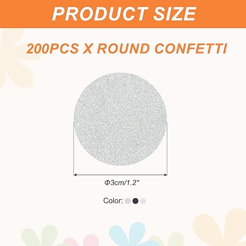 sourcing map Lot de 200 confettis ronds à paillettes pour décoration de fête, mariage, festival, 3 x 3 cm, argent, noir, blanc - Nail Gallerys