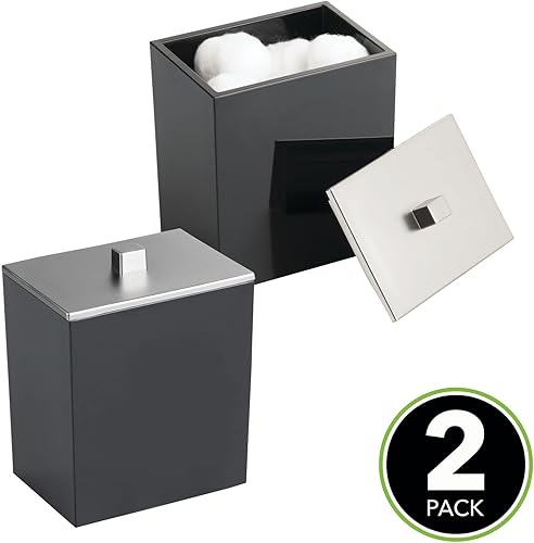 mDesign boite a coton et distributeur de coton tige (lot de 2) – boite de rangement avec couvercle – accessoire de salle de bain en plastique pour produits cosmétiques – transparent/rose doré - Nail Gallerys