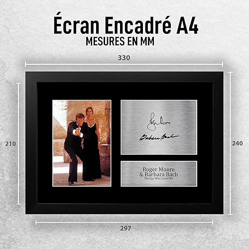 HWC Trading FR A4 Roger Moore & Barbara Bach James Bond The Spy Who Loved Me Cadeaux Imprimé Signé Autographe Photo pour les fans de cinéma - A4 Encadré - Nail Gallerys